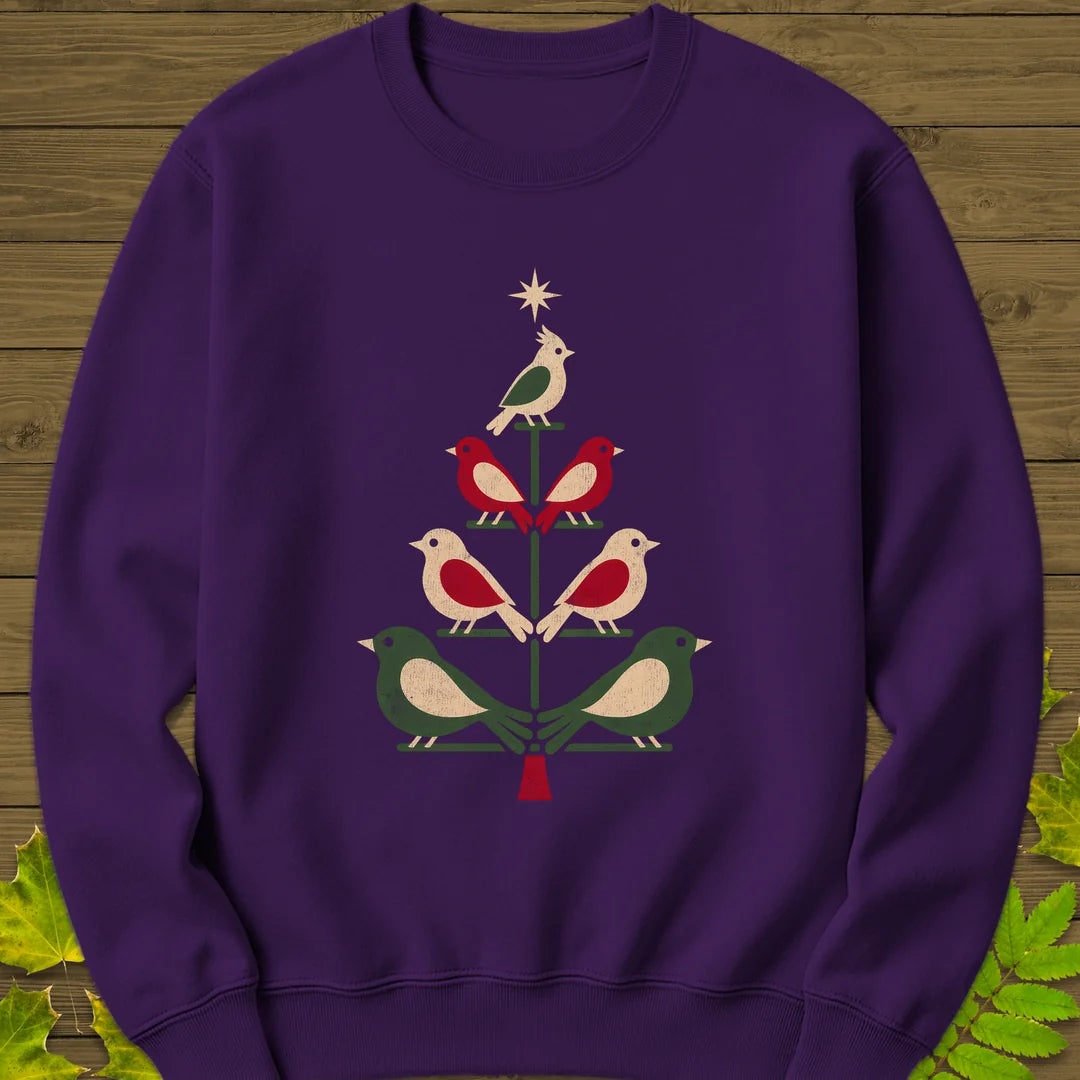 Bird Tree Ornaments Sweatshirt in Purple