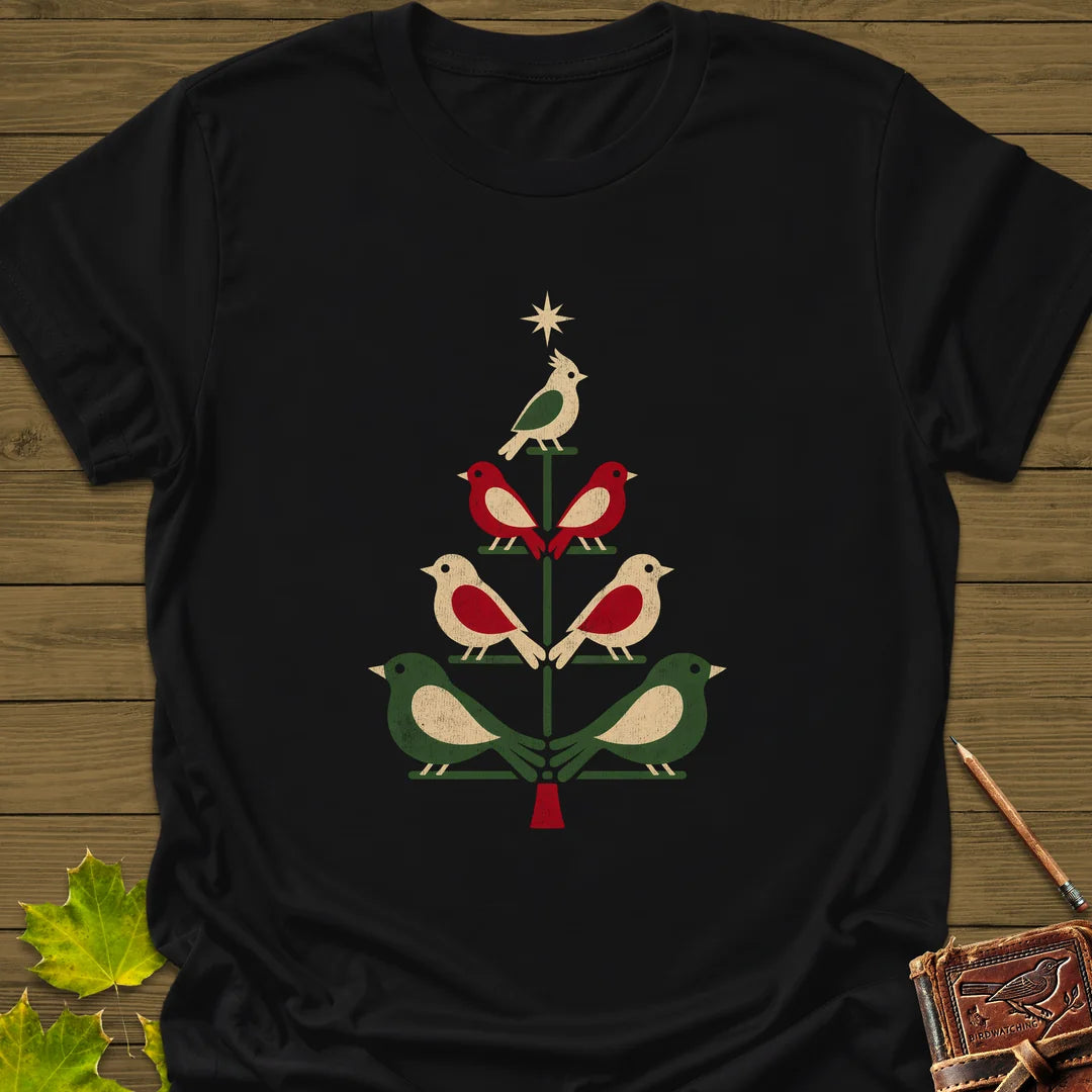 Bird Tree Ornaments T-Shirt in Black
