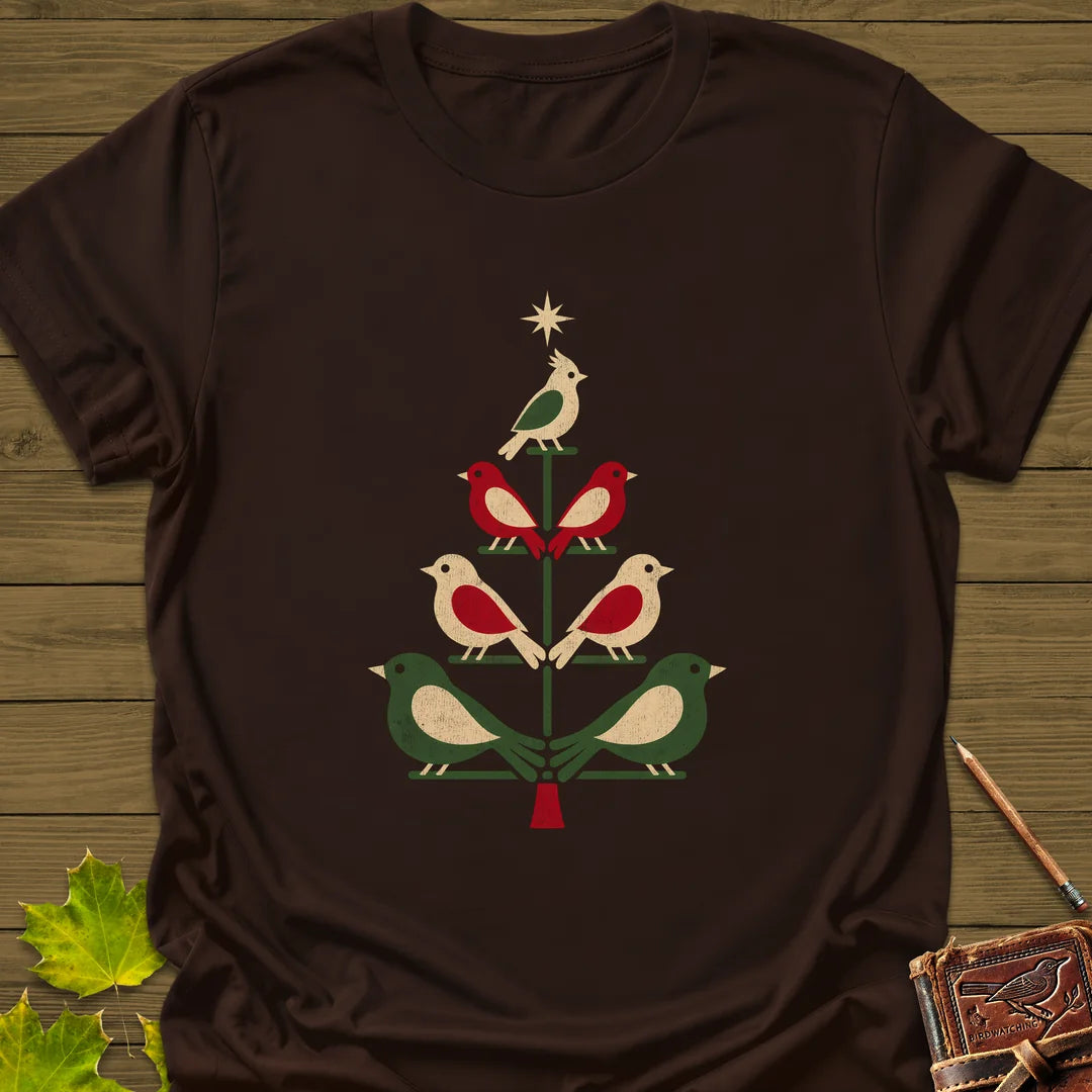 Bird Tree Ornaments T-Shirt in Dark Chocolate