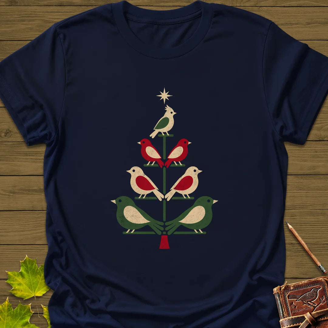Bird Tree Ornaments T-Shirt in Navy