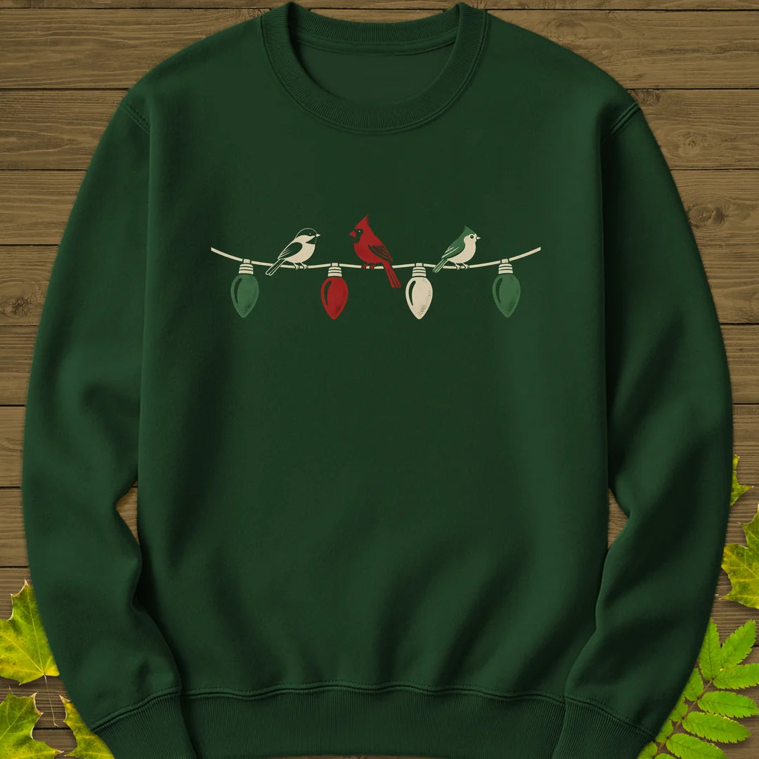 Holiday Light Perch Sweatshirt in Forest Green