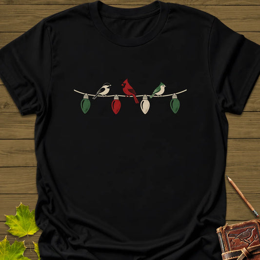 Holiday Light Perch T-Shirt in Black