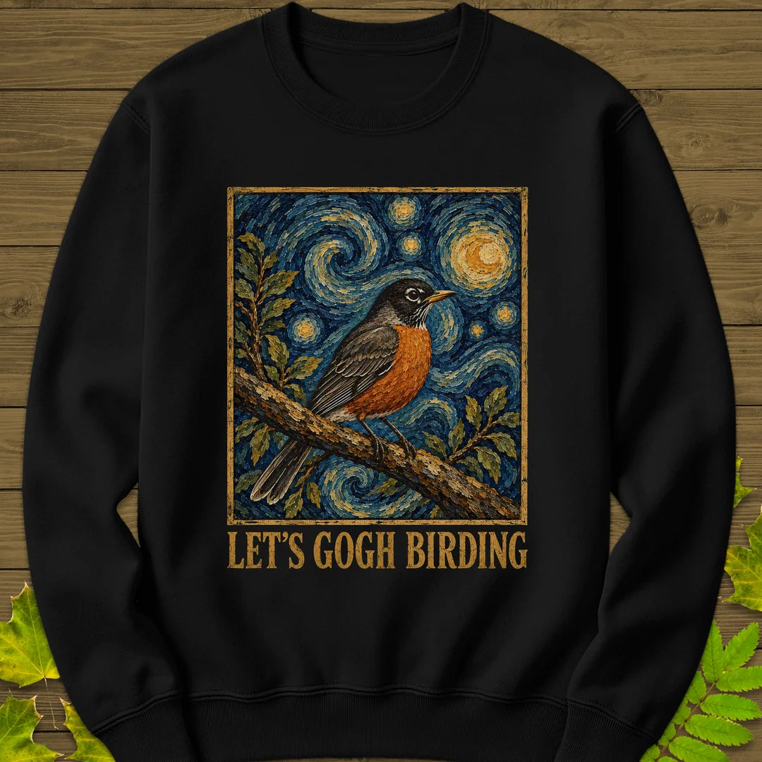 Let's Gogh Birding Sweatshirt in Black