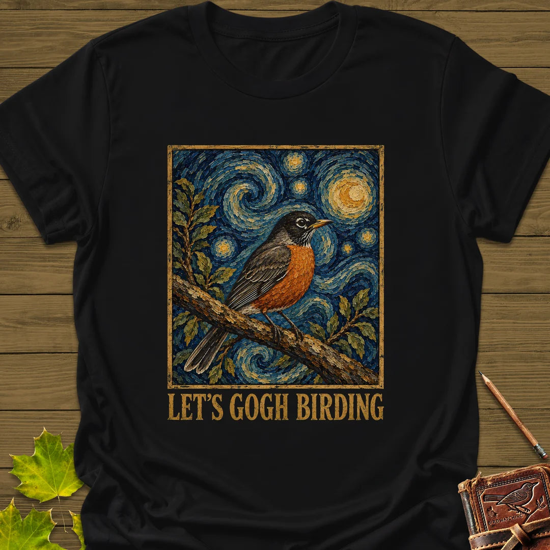 Let's Gogh Birding T-Shirt in Black