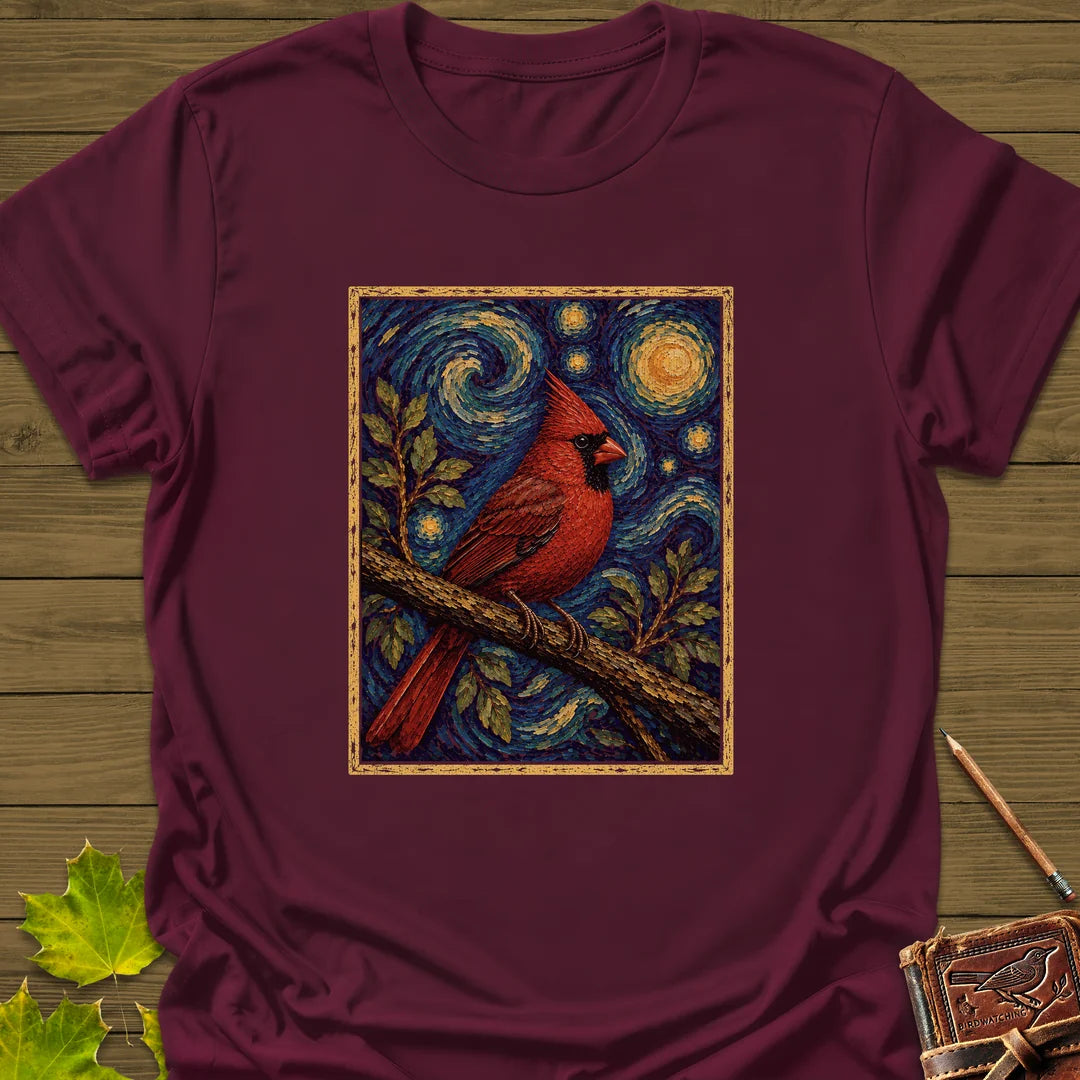 Starry Cardinal T-Shirt in Maroon
