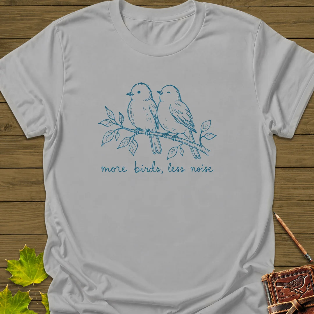 More Birds Less Noise T-Shirt in Ice Grey