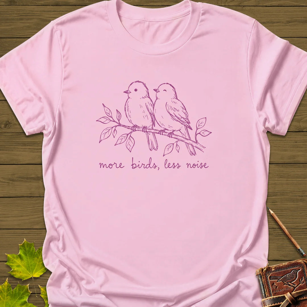 More Birds Less Noise T-Shirt in Light Pink