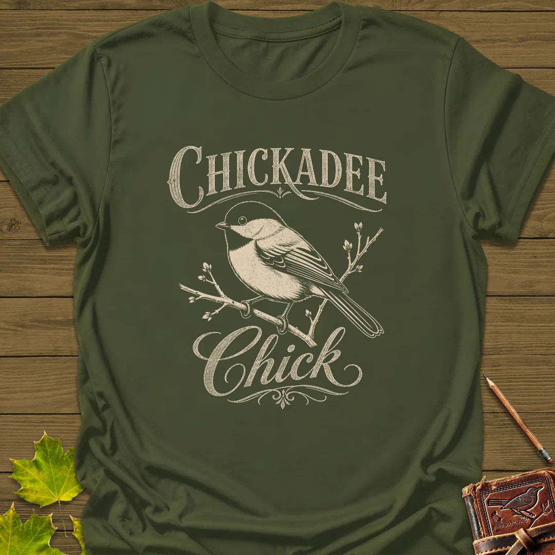 Chickadee Chick T-Shirt in Military Green