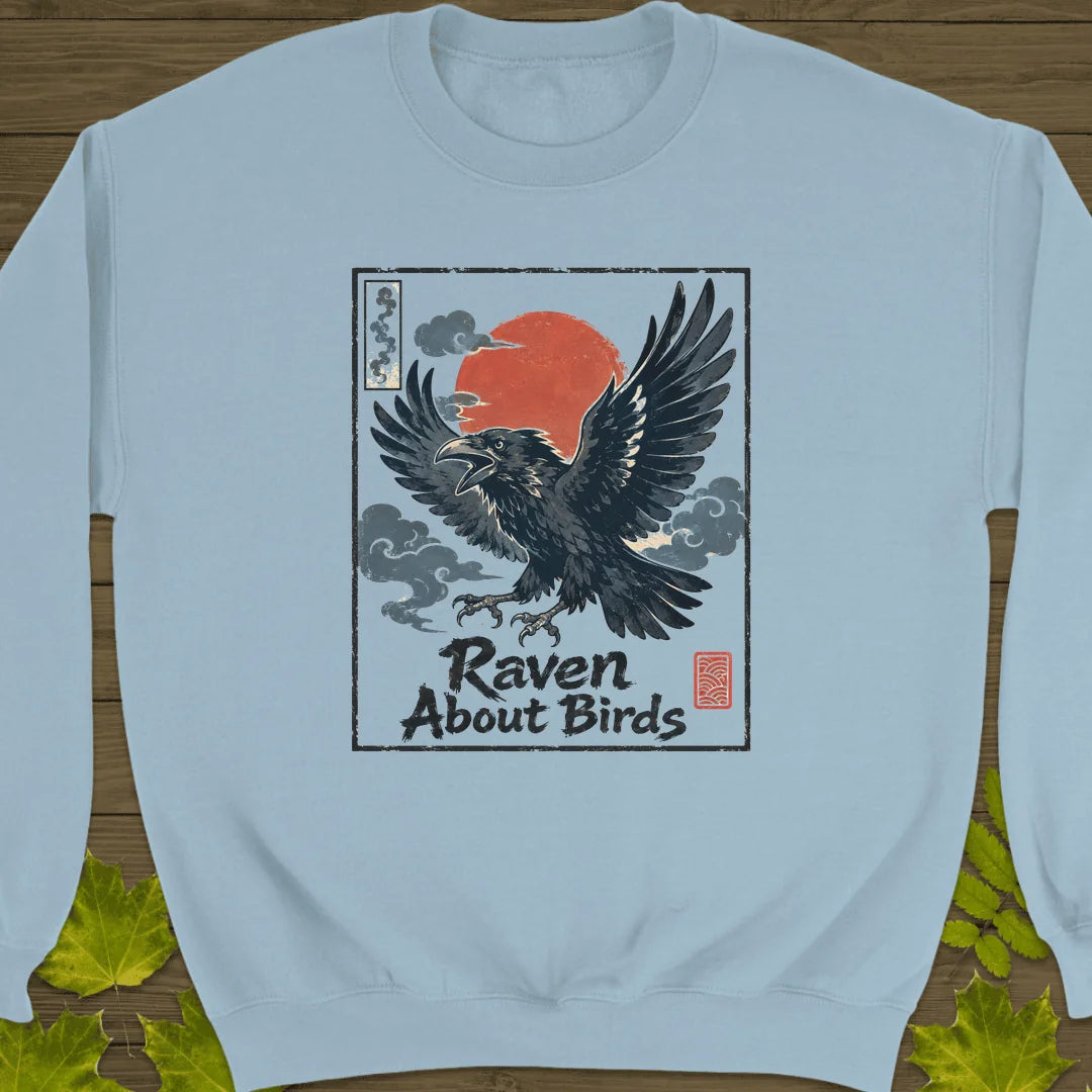 Raven About Birds Sweatshirt in Light Blue