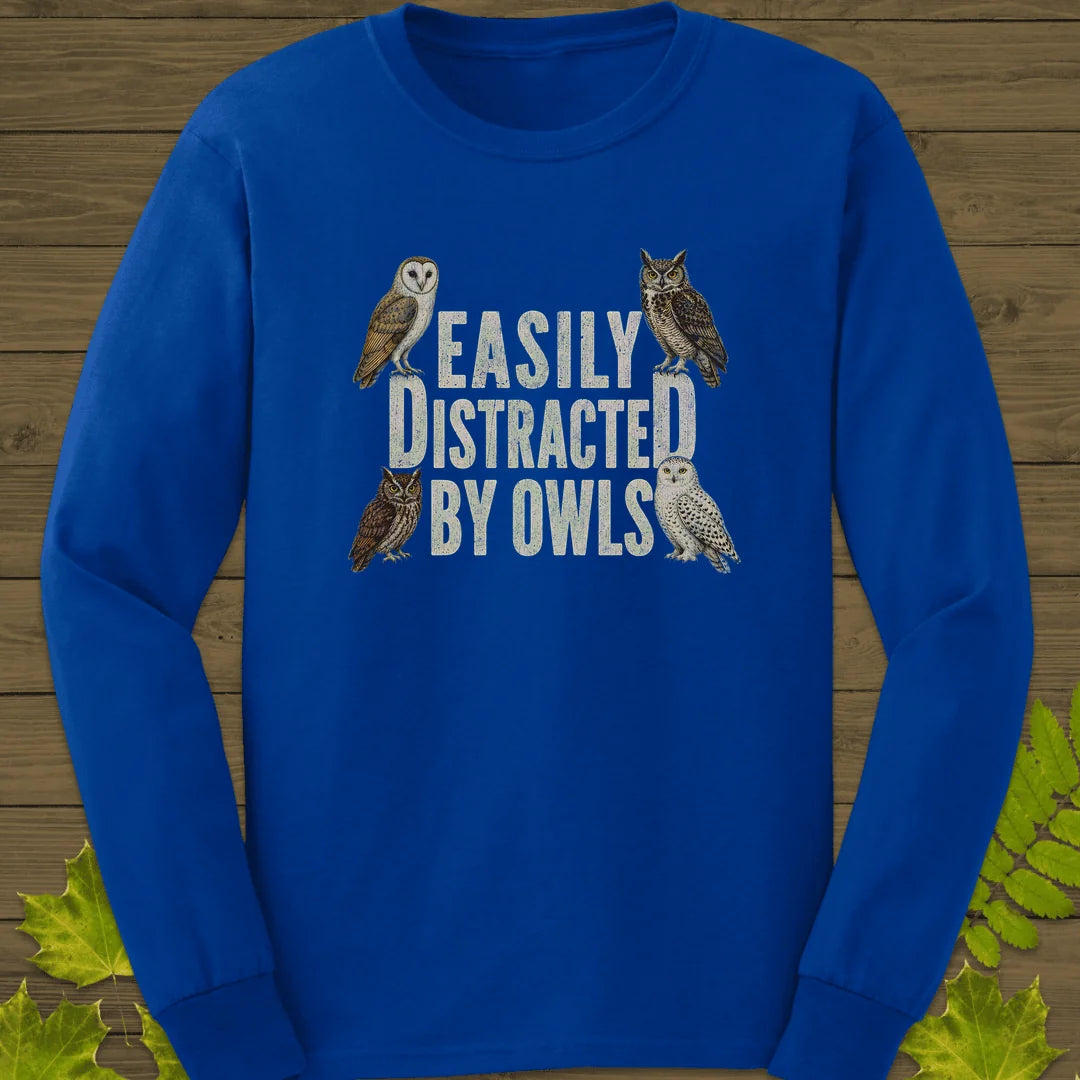 Easily Distracted By Owls Long Sleeve in Royal