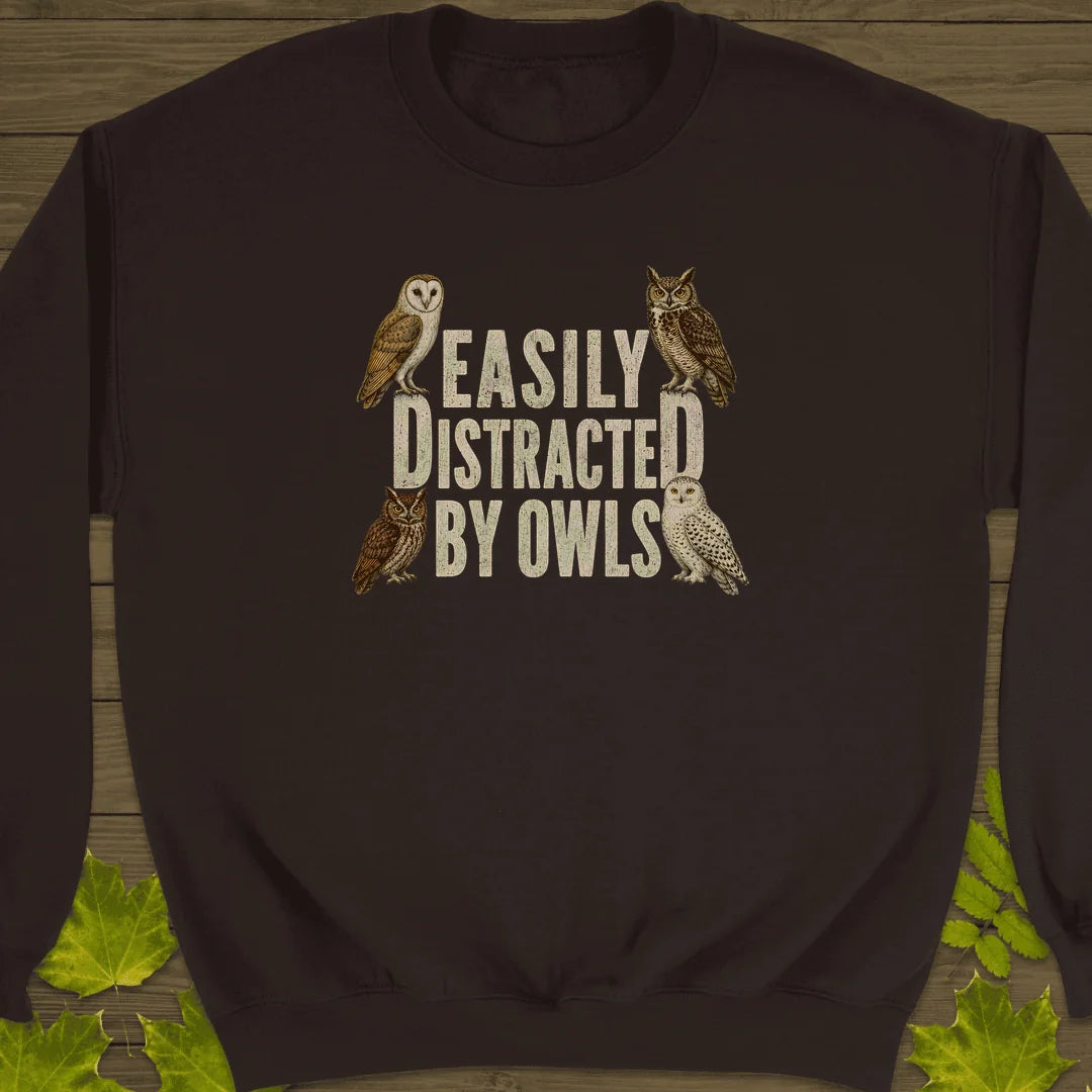 Easily Distracted By Owls Sweatshirt in Dark Chocolate