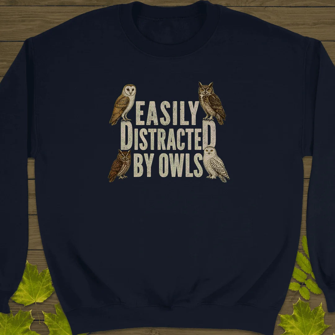 Easily Distracted By Owls Sweatshirt in Navy
