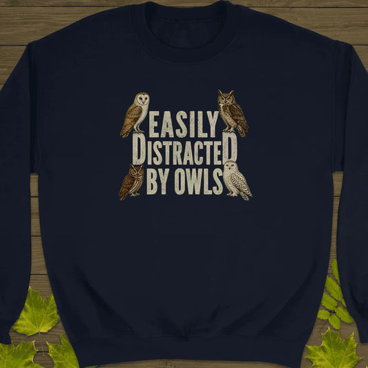 Easily Distracted By Owls Sweatshirt in Navy