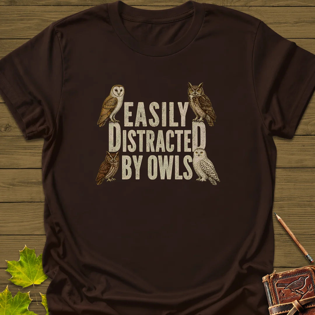 Easily Distracted By Owls T-Shirt in Dark Chocolate