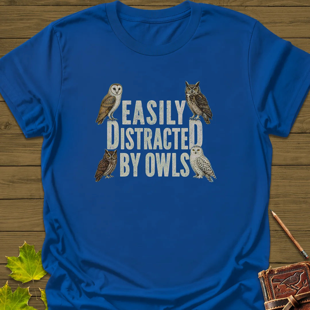 Easily Distracted By Owls T-Shirt in Royal