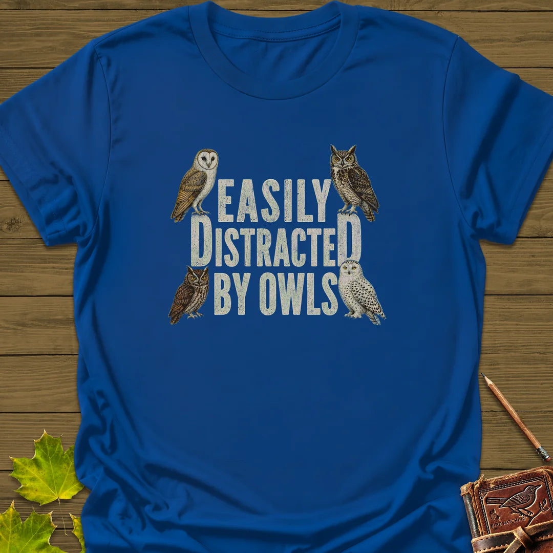 Easily Distracted By Owls T-Shirt in Royal