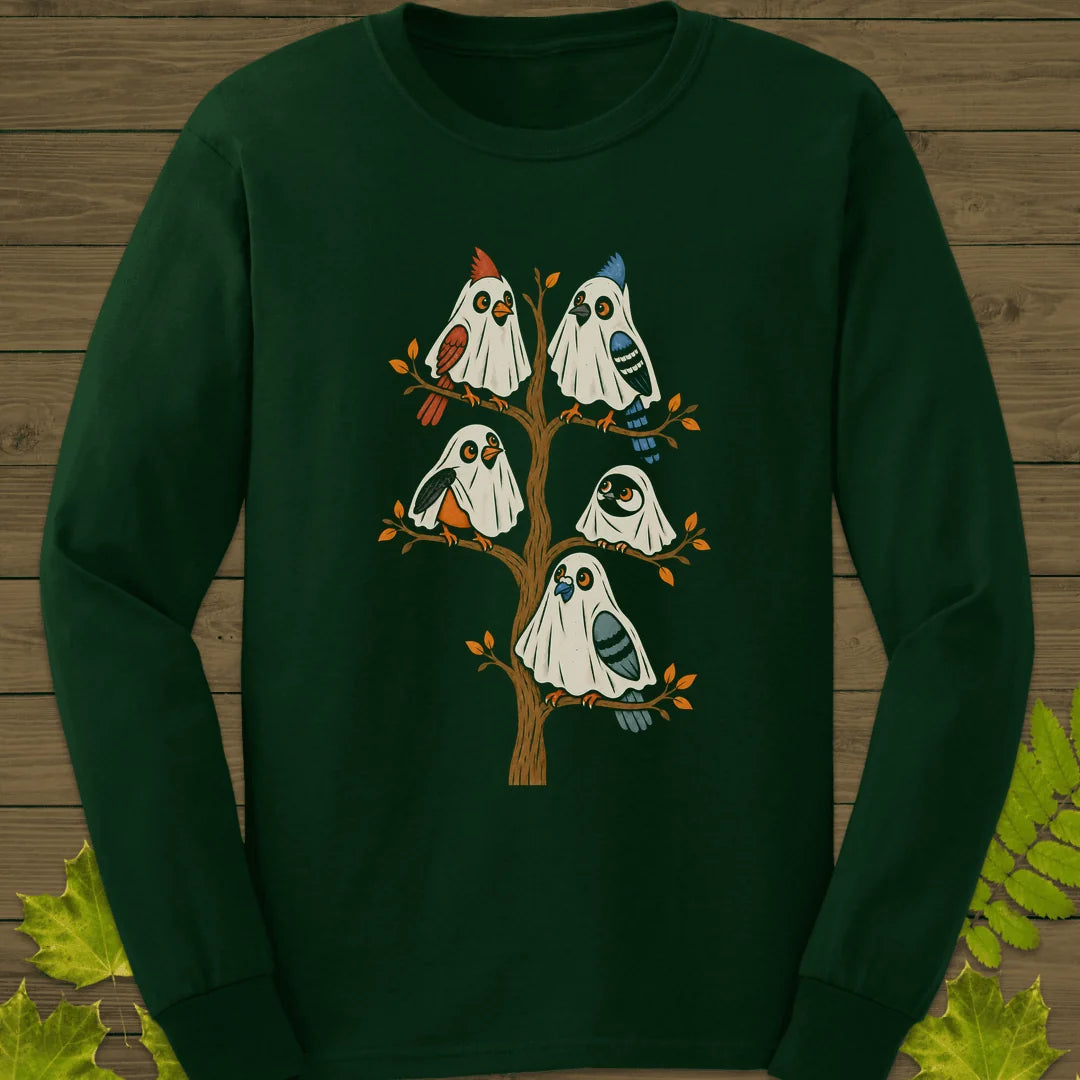 Ghost Bird Family Long Sleeve in Forest Green