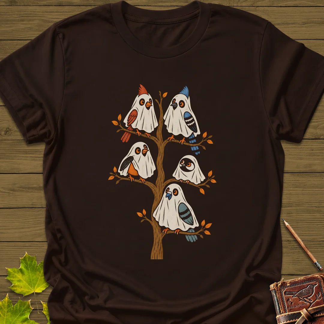 Ghost Bird Family T-Shirt in Dark Chocolate