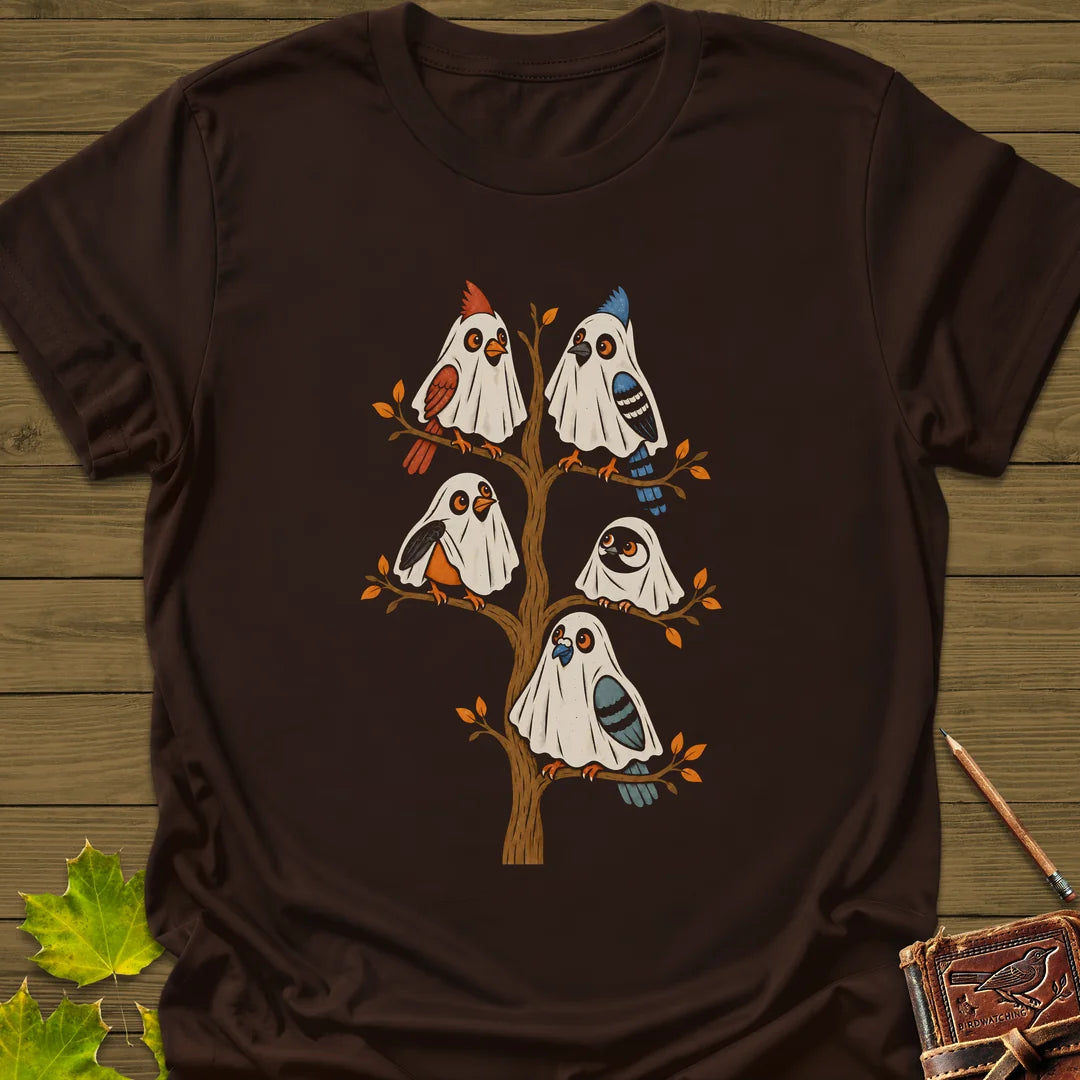 Ghost Bird Family T-Shirt in Dark Chocolate