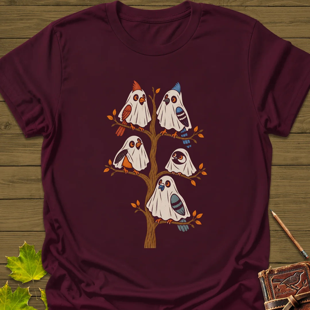 Ghost Bird Family T-Shirt in Maroon