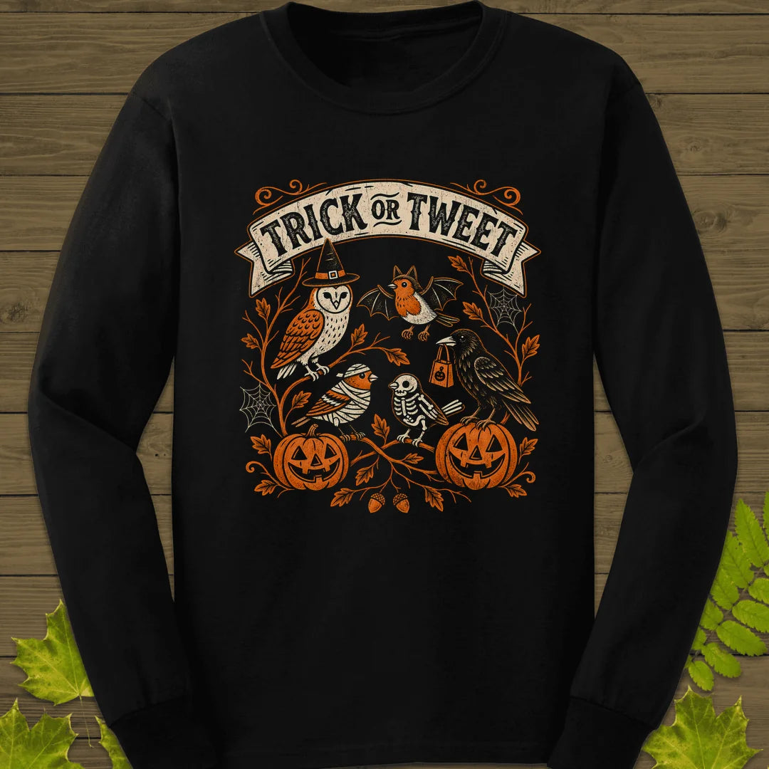 Trick Or Tweet Long Sleeve in Black