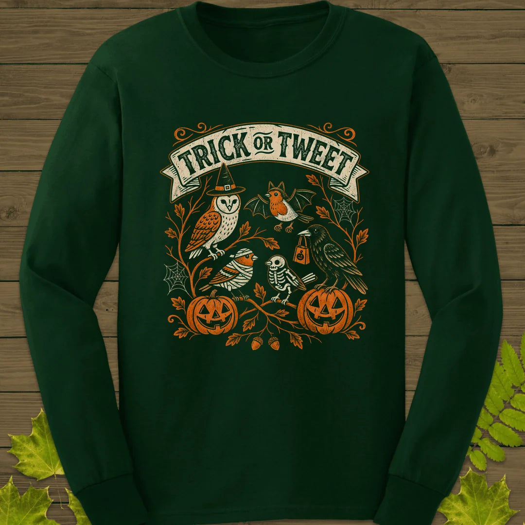 Trick Or Tweet Long Sleeve in Forest Green