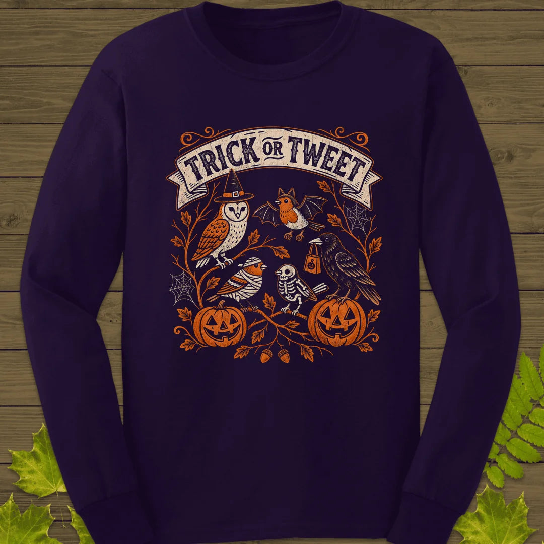 Trick Or Tweet Long Sleeve in Purple