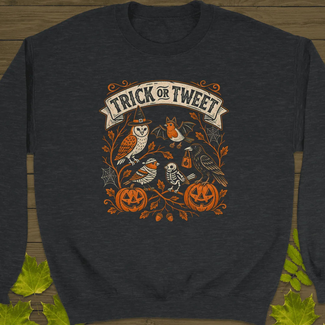 Trick Or Tweet Sweatshirt in Dark Heather