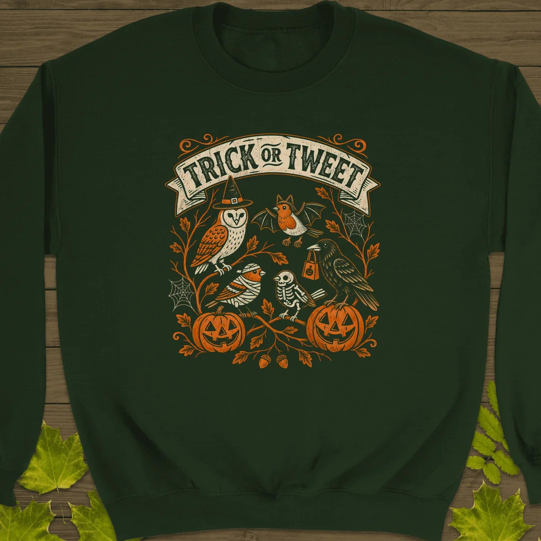 Trick Or Tweet Sweatshirt in Forest Green
