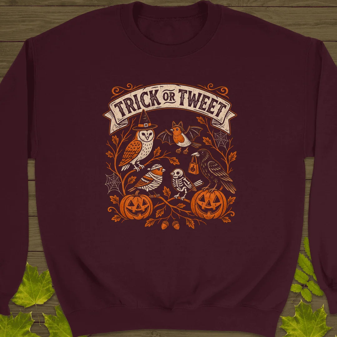 Trick Or Tweet Sweatshirt in Maroon