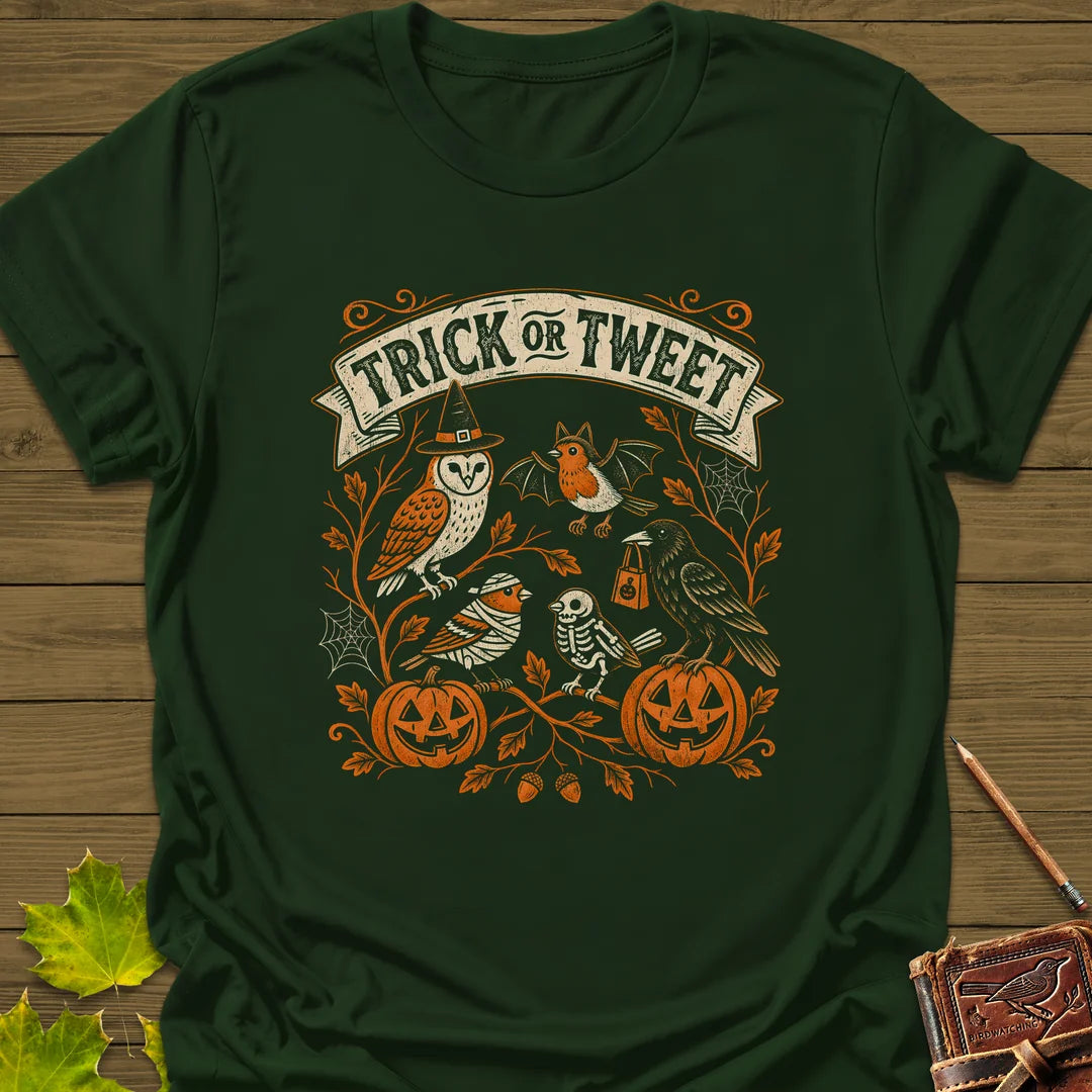 Trick Or Tweet T-Shirt in Forest Green
