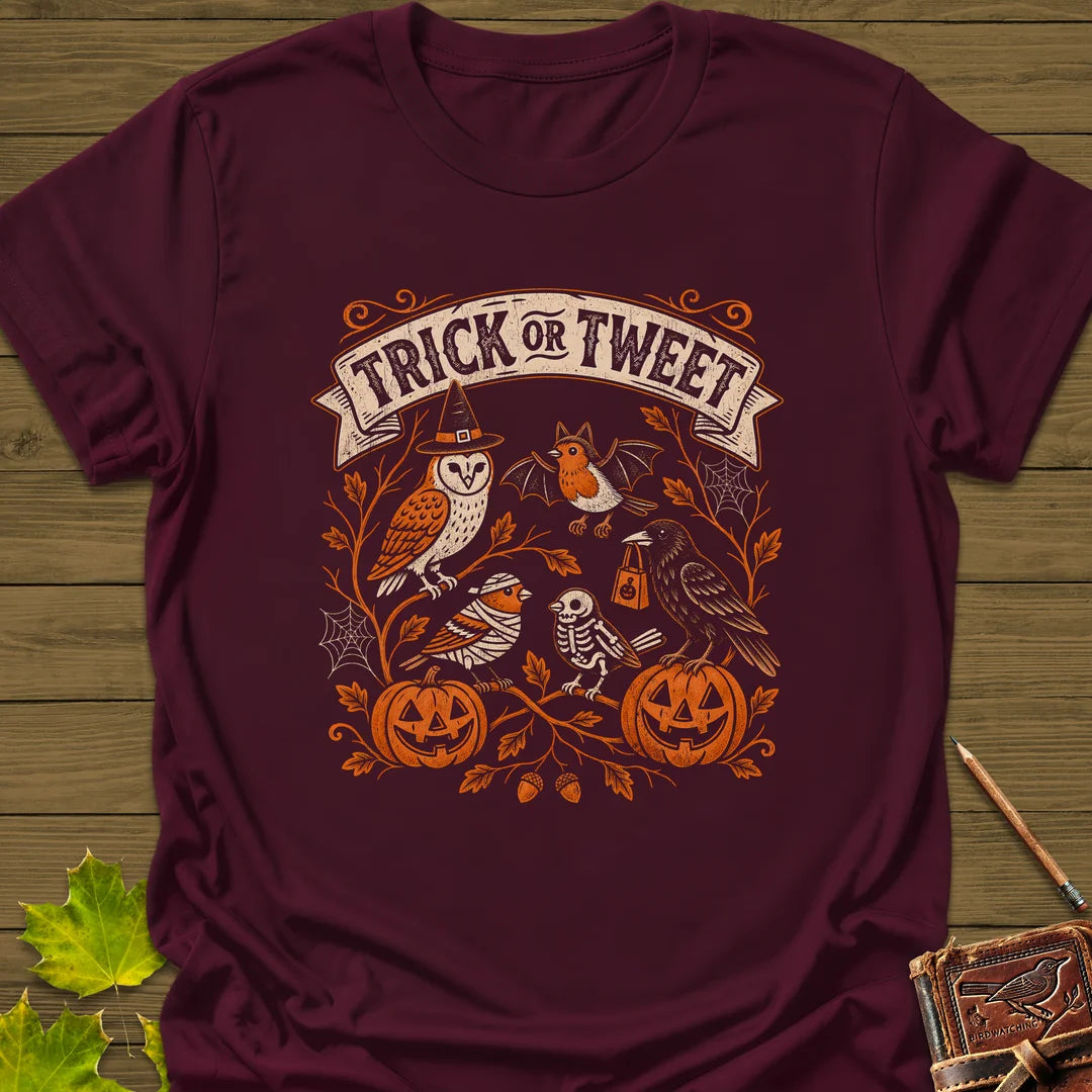 Trick Or Tweet T-Shirt in Maroon