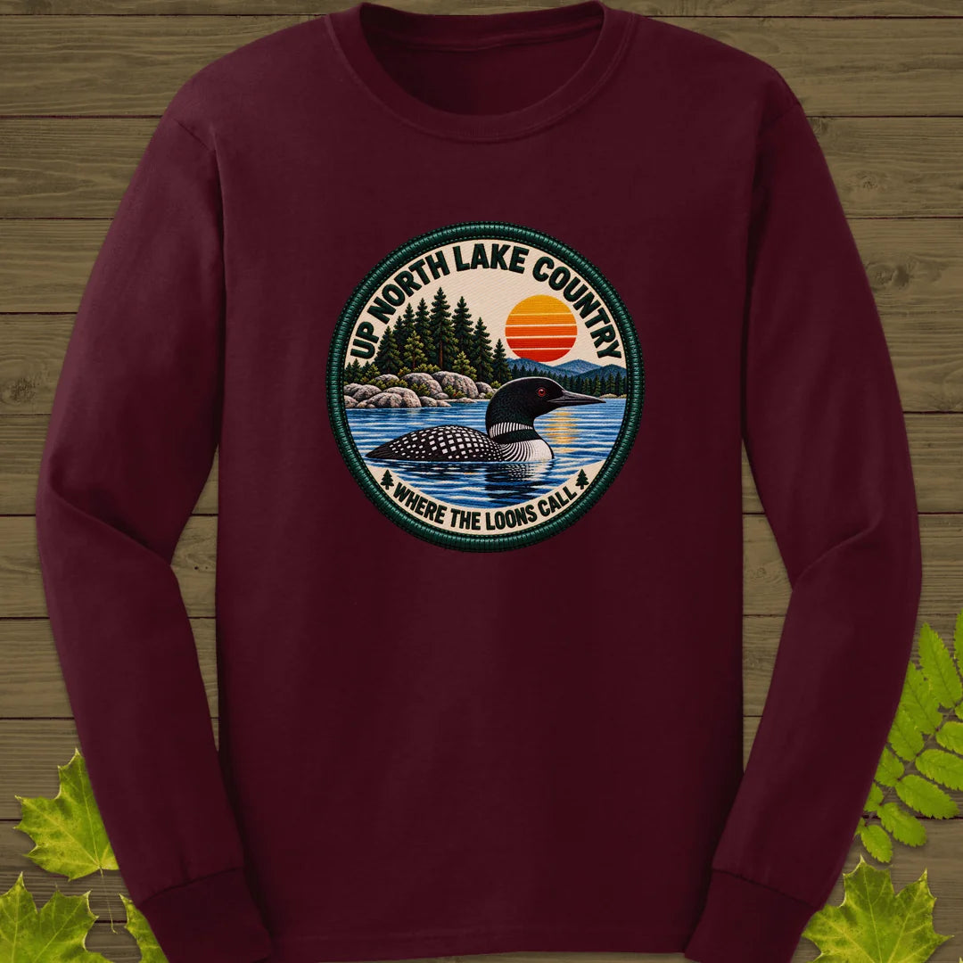 Where The Loons Call Long Sleeve in Maroon