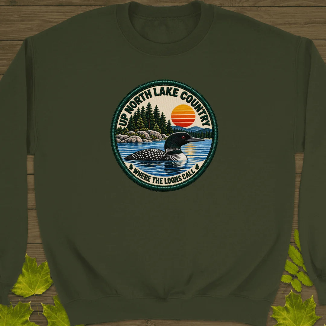 Where The Loons Call Sweatshirt in Military Green
