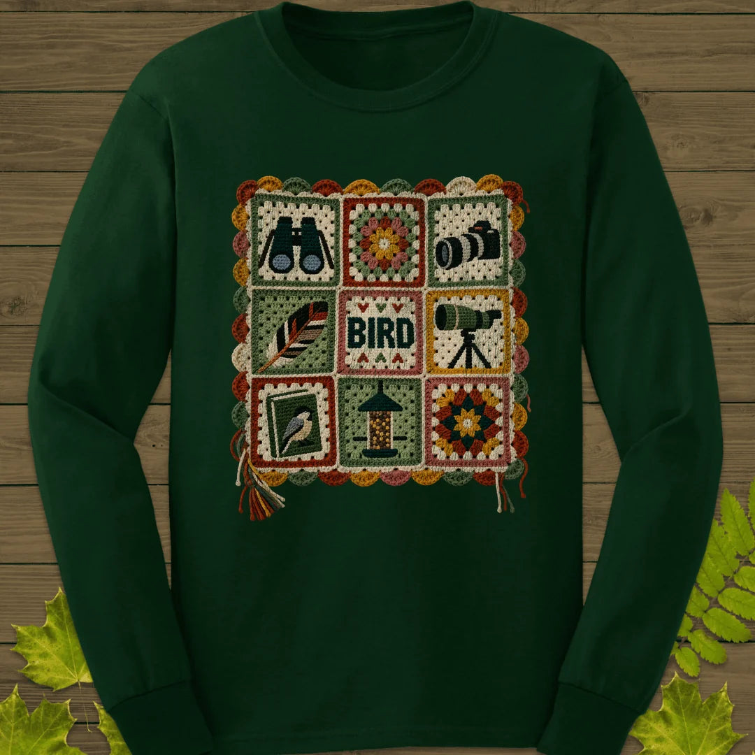 Birder's Sampler Long Sleeve in Forest Green