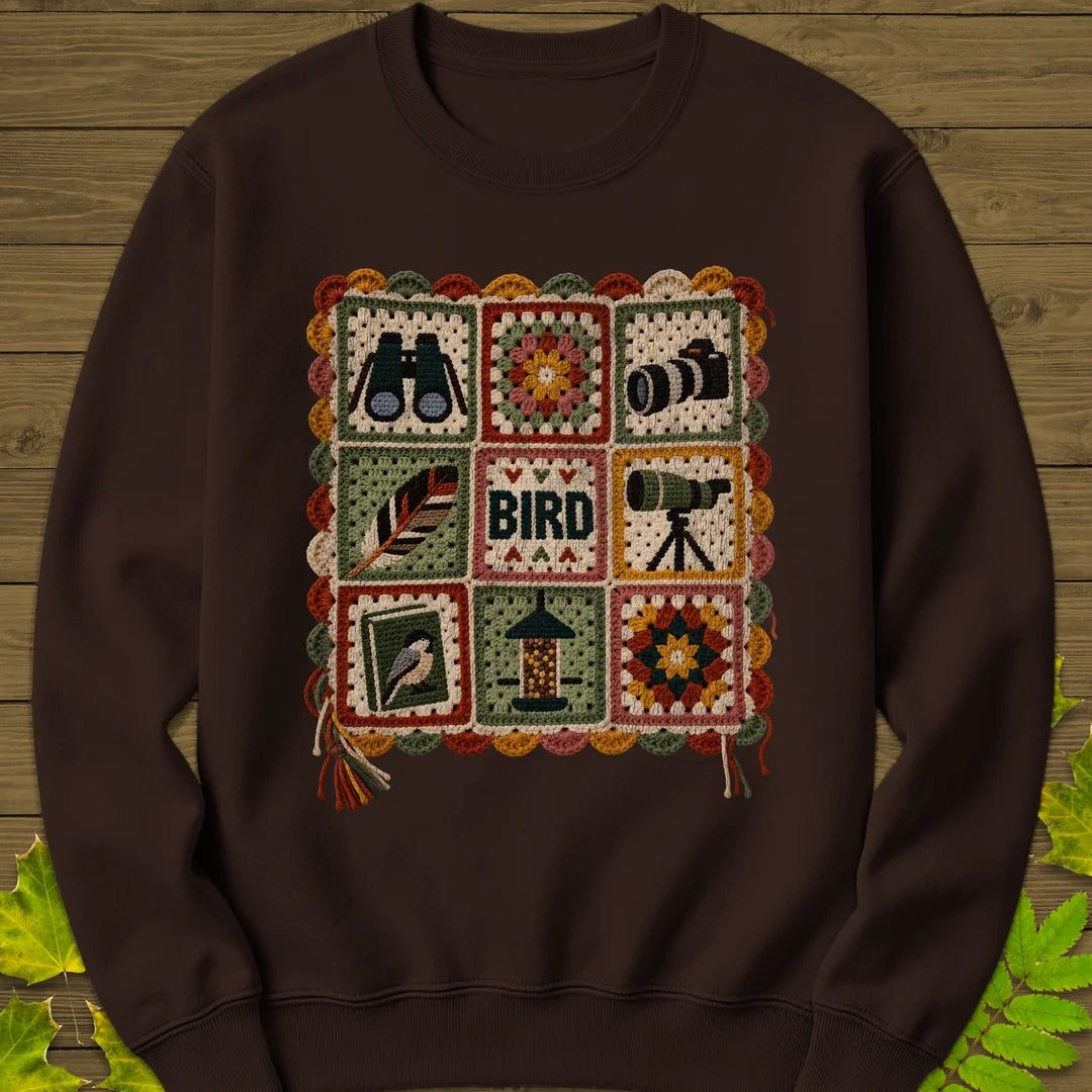 Birder's Sampler Sweatshirt in Dark Chocolate