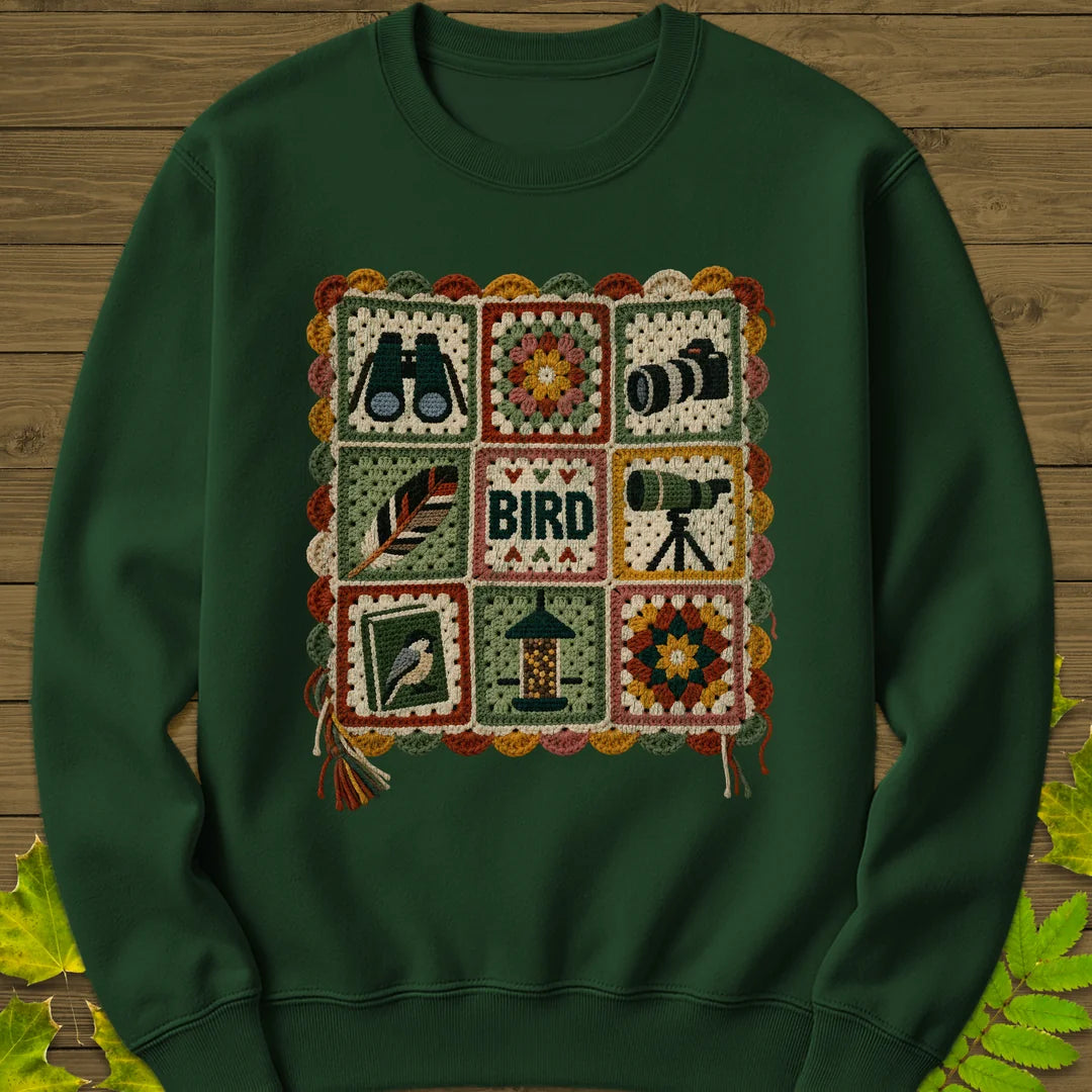 Birder's Sampler Sweatshirt in Forest Green