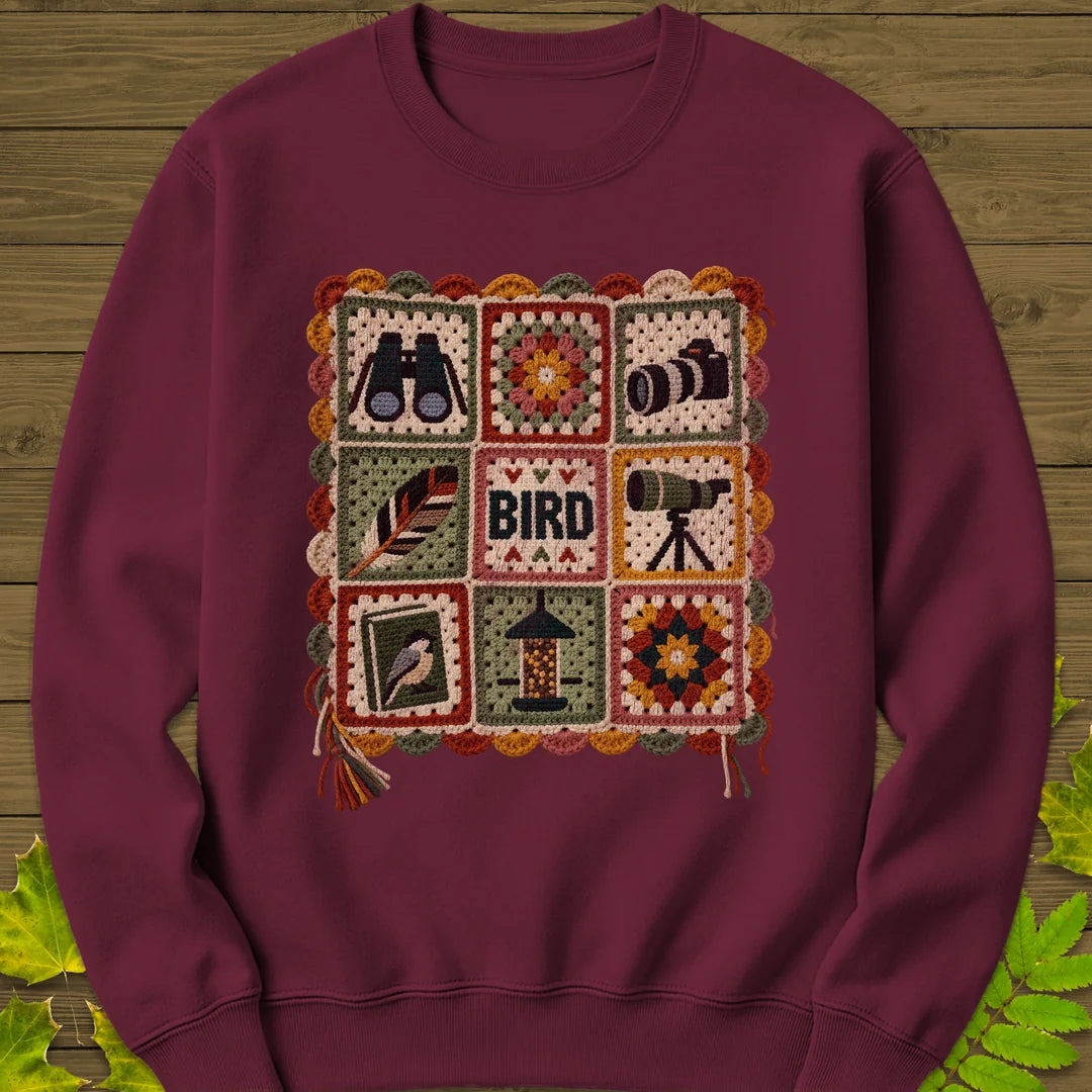 Birder's Sampler Sweatshirt in Maroon