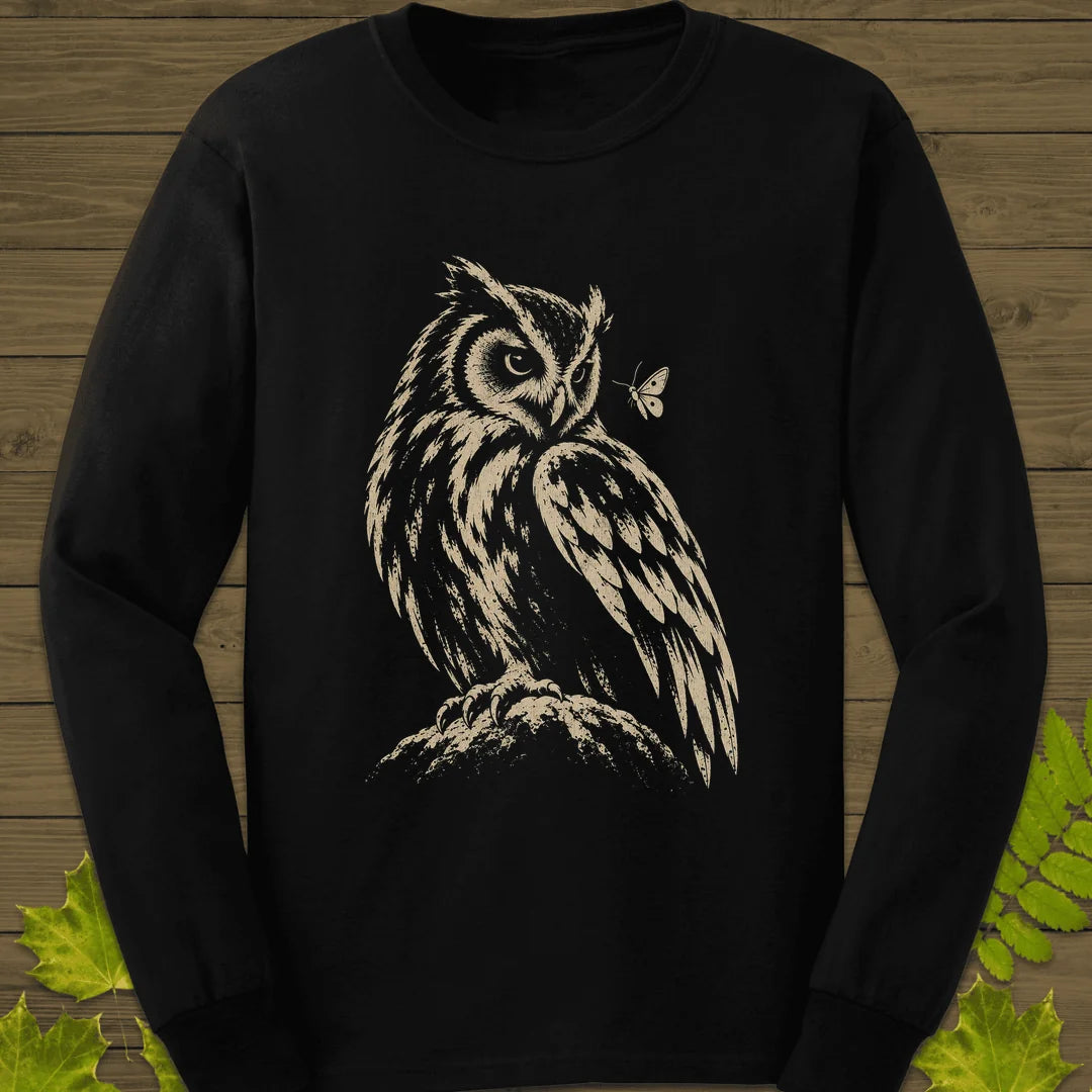Moth Watcher Owl Long Sleeve in Black