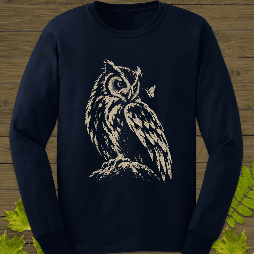Moth Watcher Owl Long Sleeve in Navy