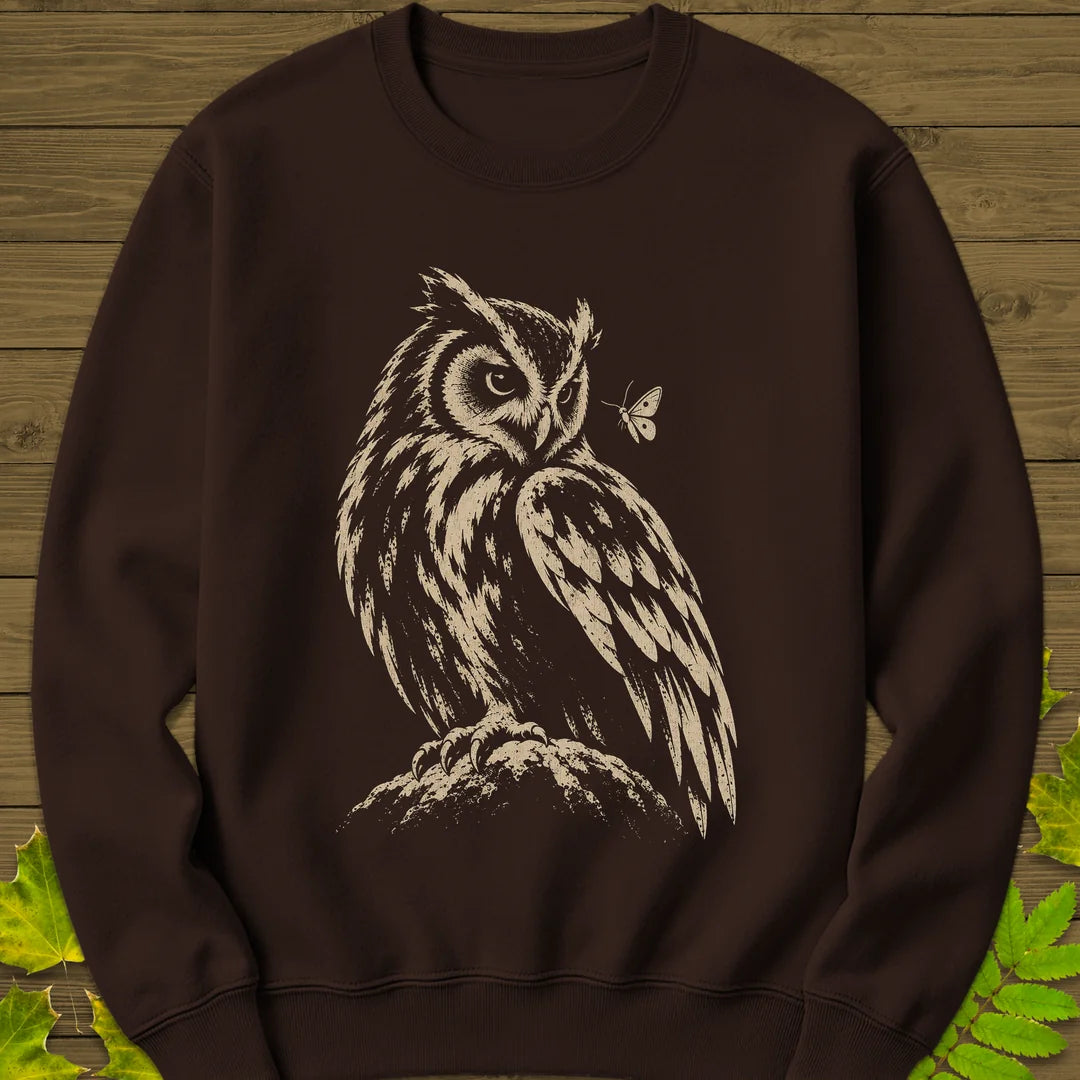 Moth Watcher Owl Sweatshirt in Dark Chocolate