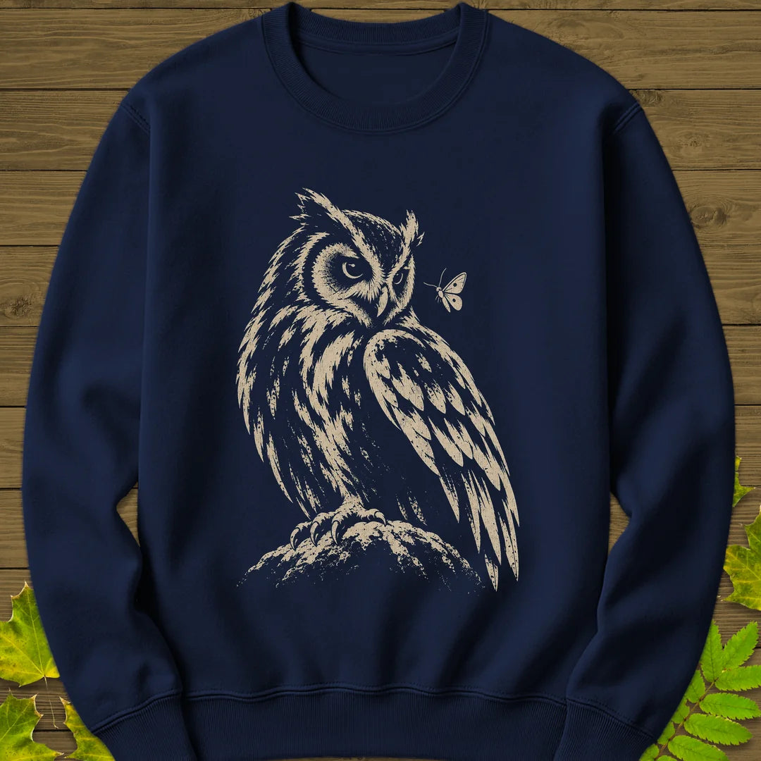 Moth Watcher Owl Sweatshirt in Navy