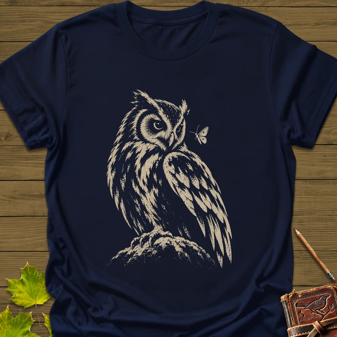 Moth Watcher Owl T-Shirt in Navy