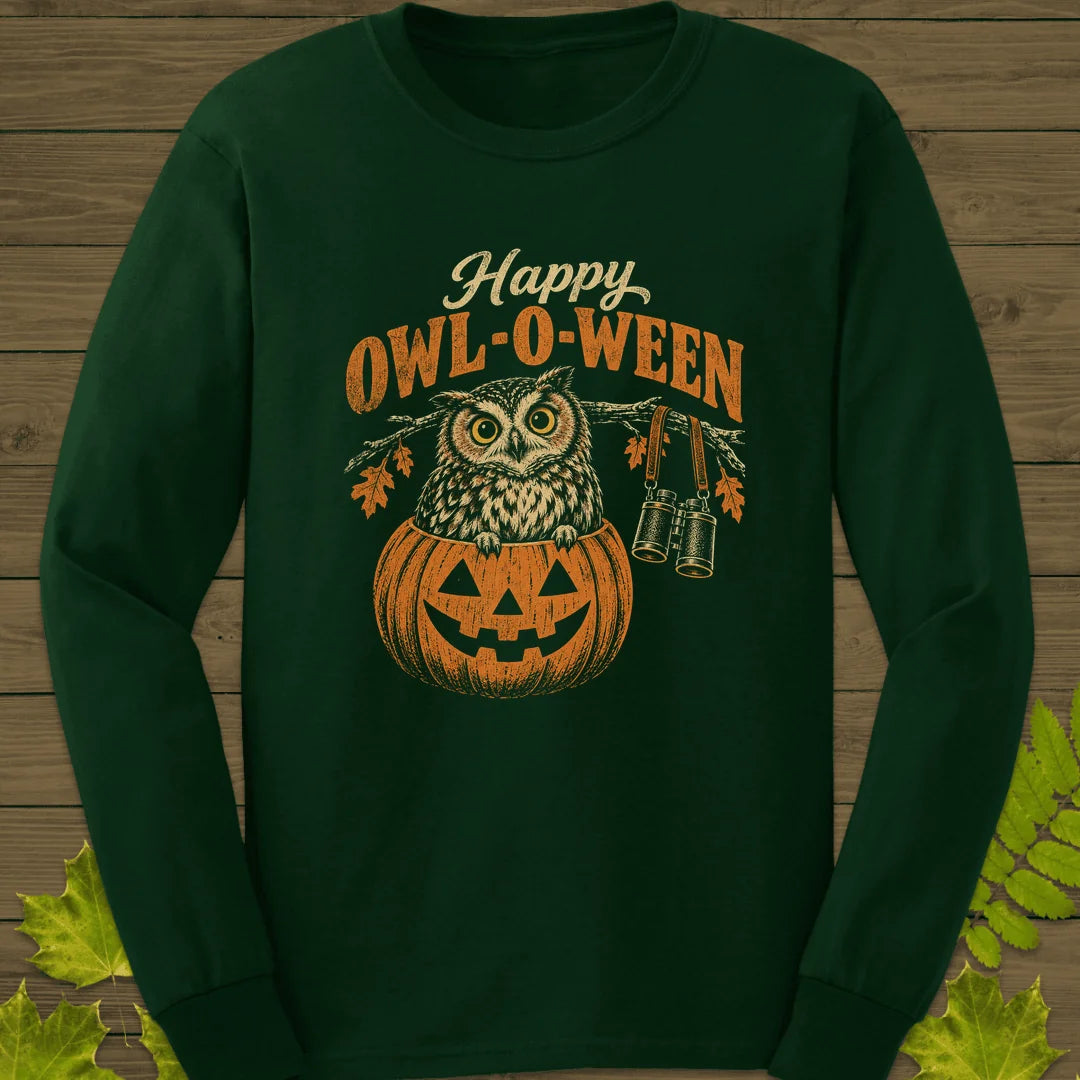 Owl-O-Ween Long Sleeve in Forest Green