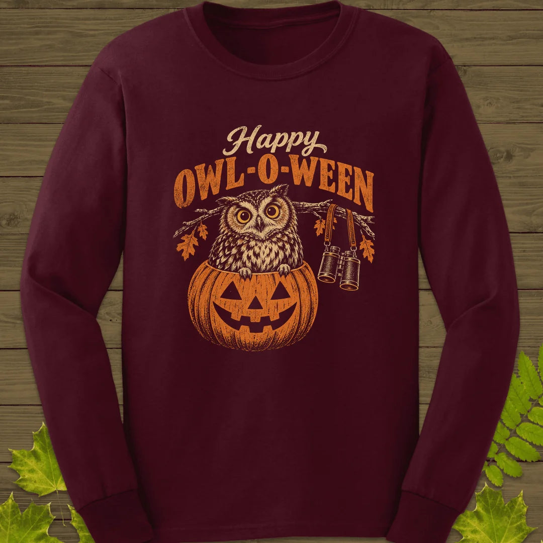 Owl-O-Ween Long Sleeve in Maroon
