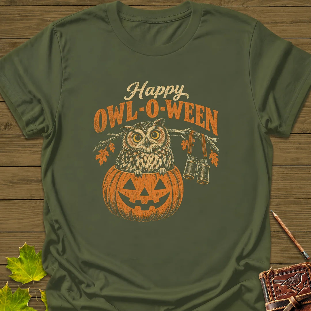 Owl-O-Ween T-Shirt in Military Green
