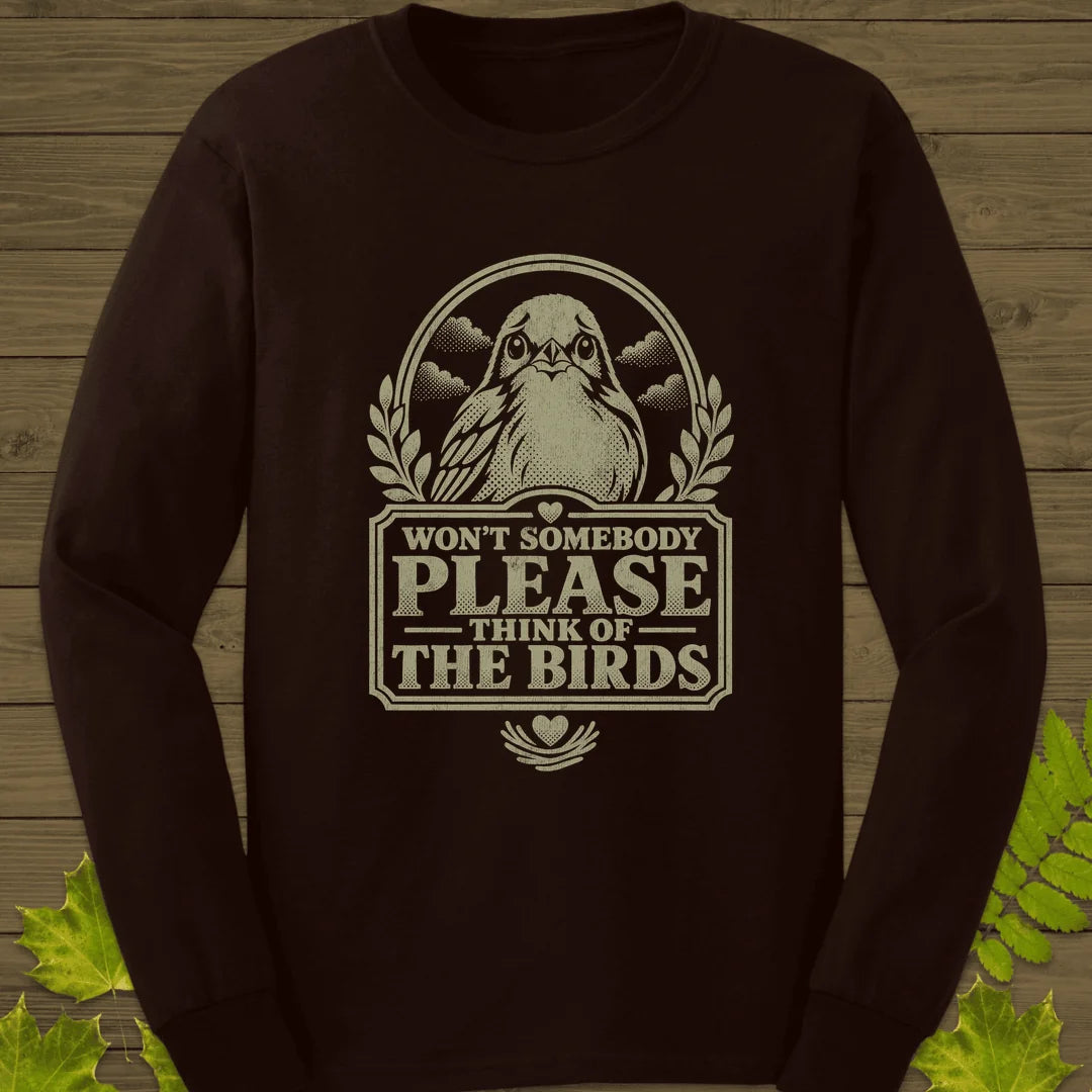 Think Of Birds Long Sleeve in Dark Chocolate