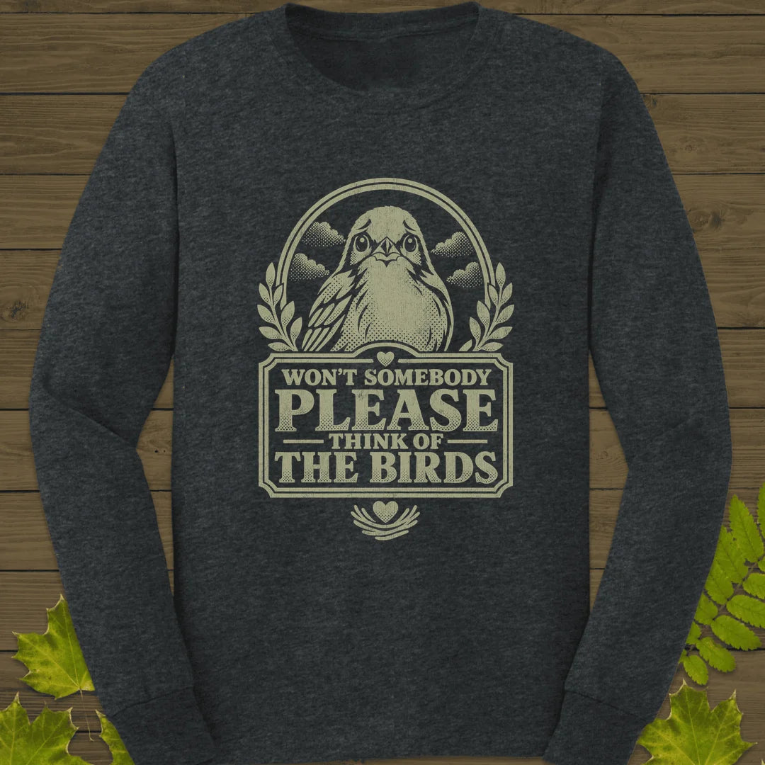 Think Of Birds Long Sleeve in Dark Heather