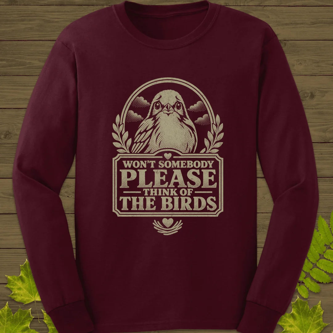 Think Of Birds Long Sleeve in Maroon