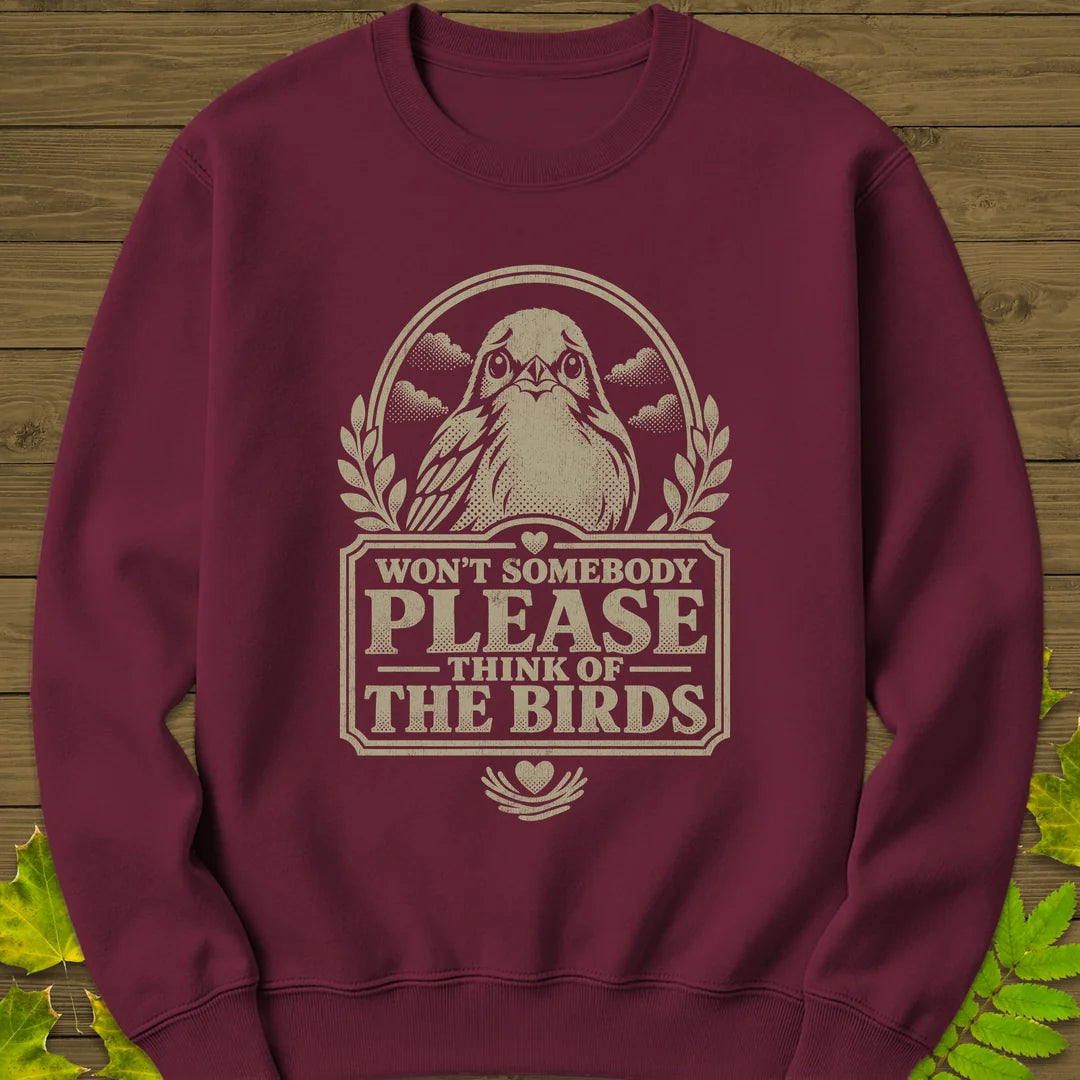 Think Of Birds Sweatshirt in Maroon